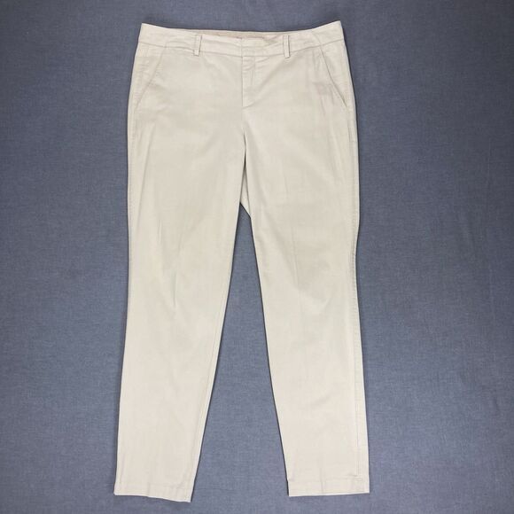 Vince Chino Pants Women 14 Cream Straight Leg Classic Career Preppy Basic Casual - Picture 1 of 14